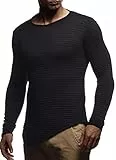 Leif Nelson Herren Pullover Strickpullover Hoodie Sweatshirt Longsleeve Rundhals Sweatpullover LN20735; Gr__e M, Schwarz