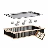 INEXTERIOR Hotty Legacy – Warmhalteplatte fürs Grillen - Grillgut Stövchen mit BBQ-Design – Speisenwärmer – Warmhaltebehälter mit Kerzen - BBQ-Board Grillparty (Schwarz, XL)