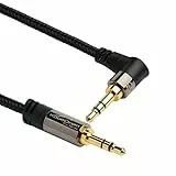 KabelDirekt – Audio/Stereo- Klinkenkabel – 2m (Aux Kabel, 3,5mm auf 3,5mm, Nylon, 1 x 90 Grad Winkelstecker) – PRO Series