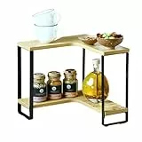 Kesper | Küchen-Eckregal mit 2 Ebenen, Material: Faserplatte, Metall, Maße: B 30 x H 28 x T 30 cm, Farbe: Natur, Schwarz | 27832