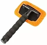 Walser Scheibenreiniger Auto, Autoscheiben Innenreiniger Teleskop-Funktion 26-42 cm ausziehbar, Windschutzscheiben Reiniger, Auto Scheibenreiniger innen + 2 Mikrofasertücher und Sprühflasche orange