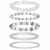 HaiFafafaing 5 Stück Perlenarmband Damen Magic Pearls Armband Mehrschichtiges Boho Armband Mehrschichtige Kristall-Stein-Perlen-Armbänder für Frauen Perlenarmband Stapelbares Yoga Armbänd