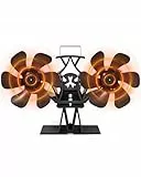 Signstek Kaminventilator Ofenventilator ohne strom, Wärmebetriebener Doppelter Kamin Ofen Ventilator, 12 Blättern Kaminlüfter für Kaminofen/Holzofen/Holzkamin/Kamine