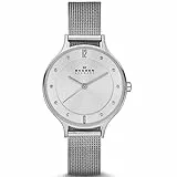 Skagen Anita Lille Uhr für Damen, Quarzwerk mit Edelstahl- oder Lederarmband, Silberton und Weiß, 30MM