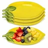 Cabilock 4-tlg. Zitronenplatten, ZitronenföRmige Keramik SchüSseln, ÄSthetische Servierschalen für Dessert, Salat, Snacks & Dips, Ideal für Party, Garten & Haushalt