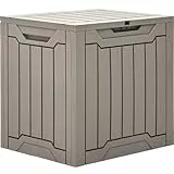 YITAHOME Außengebrauch Harz-Speicherbox 31 Gal, wasserdichte Terrassen-Deckbox für Kissen und Gartengeräte, sicher verschließbar, hellbraun