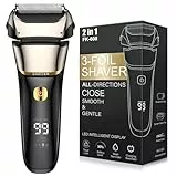 Folienrasierer Herren, 2 in 1 Rasierer Herren Elektrisch mit Präzisionstrimmer, Trocken&Nass Elektrorasierer Herren, USB-C Aufladbar & 100 Min Laufzeit, IPX7 Wasserdicht, Reisesperre