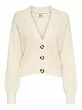 JDY Damen Strickjacke JDYJusty gestrickte Damenjacke Cardigan mit Knopfleiste 15200418 Eggnog S