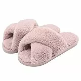 Fadezar Hausschuhe Damen Plüsch Pantoffeln Warme rutschfeste Flache Flip Flop Bequeme Filzhausschuhe für Damen,Rosa,41/42 EU (Herstellergröße 42/43)