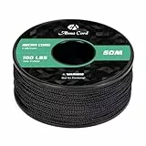 Abma Cord Micro Cord 1,18 mm Paracord 50M Spule Micro Schnur Polyester Micro Seil - Max. 45kg (100lbs) - Schwarz