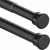 Aiitomg 1 x ausziehbare Gardinenstange ohne Bohren, Duschvorhangstange, ausziehbar für Fenster, Badezimmer, Tür, Kleiderschrank, 115–205 cm, Schwarz, Metall, Spannung Montage, Rostfrei