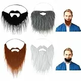 Ouligay 4 Stück Fake Bart Kostüm Schnurrbart Künstlicher Gefälschte Bärte Fake Mustache Falscher Bart Beard für Halloween Weihnachten Party Cosplay Zubehör Erwachsene
