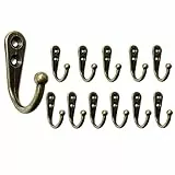 Mokife 12 Stück Klein Kleiderhaken Vintage, Metall Schlüsselhaken Huthaken Wand Tür Haken zum schrauben für Mantel, Kleidung, Handtuch, Tasse (Bronze)