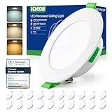 HOMEOW 20er Set LED Einbaustrahler 230V 7W, Warmweiß Neutralweiß Kaltweiß LED Spots 230V, 75mm – 90mm Lochmaß, Einbauleuchten Deckenspots Einbauspots Einbau Spotlight Ultra Flach IP44 für Badezimmer