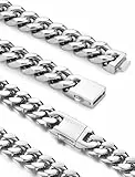 Inscca Halskette Herren 45 cm 5mm Ketten für Herren Panzerkette Dünn Choker Kette Damen Silber Kurz Cuban Edelstahl für Teenager Nicht Anlaufen