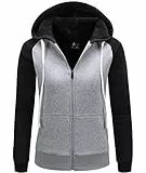 LLdress Sweatjacke Damen mit Kapuze Hoodie für Frau Fleecejacke Kapuzenjacke mit Reißverschluss Basic Kapuzenpullover Winterjack Outdoor Causal Plüschjack Jacket Fleecepullover Schwarz hellgrau XL