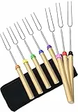 DIKER Grillspieße Teleskop Marshmallow, Stockbrot Stöcke Roasting Sticks Schaschlikspieße, Lagerfeuerspieße Edelstahl Ausziehbar, Grillstab, Grillbesteck Set für Camping Grill (8er Pack, Edelstahl)