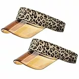 HAWILL Sonnenvisier Sonnenhut Damen Leoparden Druck Visor Cap Sport Sonnenschutz Strand Sonnenblenden Hut 80er Jahre UV Schutz Kappe Sommer für Golf Tennis (DE/NL/SE/PL, Numerisch, 56, 58, 2pc)