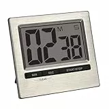 TFA Dostmann Elektronischer Timer, 38.2013, mit Memory-Funktion, bis 99min 59sek, Küchentimer, Eieruhr, mit Magnethalter, L 84 x B 16 (40) x H 77 mm, Silber