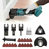 Ecarke Akku-Multifunktionswerkzeug kompatibel mit Makita Akku 18V Li-Ion,Multitool 6 Einstellbare Geschwindigkeiten, Bürstenlos Motor zum Entfernen,Schaben,Schneiden mit 23 Zubehör(ohne Akku)