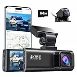 REDTIGER F7N 4K Dashcam mit WiFi GPS Vorne 4K/2.5K und Hinten 1080P Dash Kamera, Inklusive 64G Karte, 3.18' Kamera Auto, 170° Weitwinkel Dashcam Auto, Parking Monitor, Unterstützt Maximal 256GB(F7N)