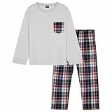 CityComfort Warmer Schlafanzug Herren Lang, 2-teiliges Herren Pyjama Set, Geschenke für Männer & Teenager (Grau, 4XL)