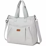 Myhozee Handtasche Damen Canvas Umhängetasche,Taschen Damen Strandtasche Schultertasche Groß Crossover Bag Hobo Tasche für Mädchen (HellGrau)