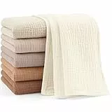 Bearmoss Moltontücher Baby 100% Baumwolle Weiche Spucktücher Baby,Atmungsaktiv und Extrem Saugfähig Musselin Tuch für Saugstark Mulltücher 6er 60x60 cm (Braun)