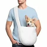 Adiwo Hundetragetasche Welpen, Wendbarer Transporttasche für Hunde und andere Haustiere bis 7.5 kg, Tragetuch Hund Sicherer Tragegurt für Kleine Hunde, Unverstellbare Schulterriemen, Reinweiß