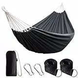ANYOO Hängematte Outdoor Baumwolle Bequemer Stoff mit Baumfreundlichen Gurten zum Aufhängen, Robuste Tragbare Hängematte mit Reisetasche für Garten, Indoor, Balkon, Terrasse, Camping
