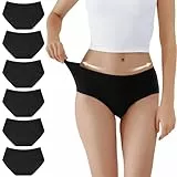 TUUHAW Unterhosen Damen Unterwäsche 6er Pack Baumwolle Slips Mittel Taille Panties Schwarz M