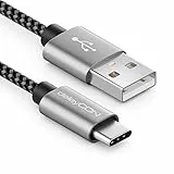 deleyCON 0,5m Nylon USB-C Kabel 50cm Kurz Ladekabel Datenkabel USB Typ C Metallstecker Laden & Synchronisieren von Handy & Smartphone