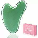 Natürliches Gua Sha Stein Jade 100% Natur-Stein Herzform Kratz-Massage Tool für Gesicht, Augen, Hals zur Hautpflege, Schönheit und Entspannung der Körpermuskulatur (Grün)