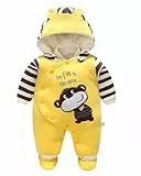 JiAmy Vine Baby Overall Strampler Winterjacke Unisex Cartoon Baby Strampelanzug mit Kapuze 3 Monate