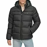 Tommy Hilfiger Herren Hooded Puffer Jacket Daunenalternative Oberbekleidung, Tiefschwarz, X-Large
