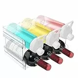 Flaschenregal Stapelbarer, Weinflaschenhalter Kunststoff, Weinregal Hält bis zu 6 Flaschen, Flaschenhalter Kühlschrank für Küchenarbeitsplatte Schrank Büro, Flaschen Organizer 2er-Pack,Flaschenablage