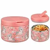 Itslife Thermobehälter für Essen 350ml Edelstahl Warmhaltebebehälter, Auslaufsicherer Lunchbehälter mit Schnallenabdeckung, Weithals, Isolierung, geeignet für kaltes&heißes Essen Rosa-Einhorn