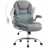 IWMH 180KG Bürostuhl Ergonomischer Schreibtischstuhl Chefsessel Drehstuhl mit hochklappbarer Armlehne, höhenverstellbar, Computerstuhl für Büro, Wohnungen (Grau)