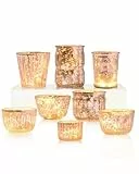 DN DECONATION Teelichthalter Gold, 8er-Set Kerzenhalter Glas, Votivkerzenhalter aus Quecksilberglas für den Tischaufsatz bei Hochzeiten, Partys, Herbst