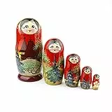 Heka Naturals Russische Matroschka-Puppen, 5 traditionelle Matroschkas Kirchen-Stil | Babuschka Holzpuppen, Tempel-Design, Handgefertigt in Russland | Kirchen, 5 Stück, 18 cm