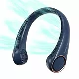 Morelax Tragbarer Hals Ventilator,4000 mAh Batteriebetriebener Tragbarer Persönlicher Ventilator,USB Nackenventilator mit 360° Luftstrom,Neck Fan für Reisen, Sport, Innen, Außen (Blau)