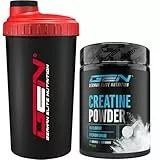German Elite Nutrition Creatin Pulver 1kg + Shaker - Creatine Monohydrat Pulver - Optimale Löslichkeit & mikrofein - Vegan - 293 Anwendungen