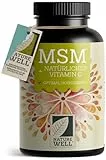 MSM 2000mg pro Tag + natürliches Vitamin C - 365 MSM Tabletten mit Methylsulfonylmethan - kompakteres MSM Pulver als bei MSM Kapseln - 1000 mg MSM pro Tablette - vegan - NatureWell