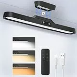 vsshe LED Spiegelleuchte Schminklicht, 2000mAH Wiederaufladbar Magnet-Spiegel Beleuchtung Unterbauleuchte Küche LED | Ohne Kabel | 3 Farben Dimmbar | Touch-Steuerung | Zeitfunktion | Fernbedienung