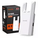 Tenda A18 Pro WLAN Verstärker Repeater AC1200, Dualband Repeater mit Gigabit-LAN(867 MBit/s 5GHz + 300 MBit/s 2,4GHz), Kompatibel mit Fritzbox, Abdeckung 150 m², AP Modus