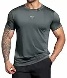 Boyzn Herren Sportshirt: Leichtes Quick-Dry mit Reflexstreifen & Perforation - Schnell trockenfür Laufen, Fitness Dunkelgrau-06-XL