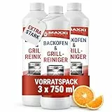 Maxxi Clean 3 x 750 ml Backofen und Grillreiniger Gel Paste I extrastarker selbstarbeitender Fettlöser I entfernt hartnäckige Verkrustungen ohne Schrubben I Backofen Herdplatte Grill I Made in Germany