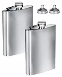 2 Stück Edelstahl Flachmann, Stilvoll und Tragbares Flaschen-Set, mit Trichter, 8oz.227 ml Geeignet Zum Tragen von Alkohol, Flachmann klein, Auslaufsicher, für Wandern und Party (Silber)