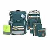 LÄSSIG 7-teiliges Schulranzen Set Kinder/School Set Slim Unique Dark Green