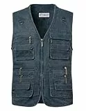 KTWOLEN Herren Outdoor Weste mit Multi-Taschened Anglerweste Jagd- und Angler Camping Wandern Weste Freizeit Ärmellos Jacke, Blau, 3XL